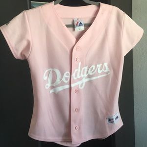 Dodgers Majestic Button Down Jersey Top Size Med